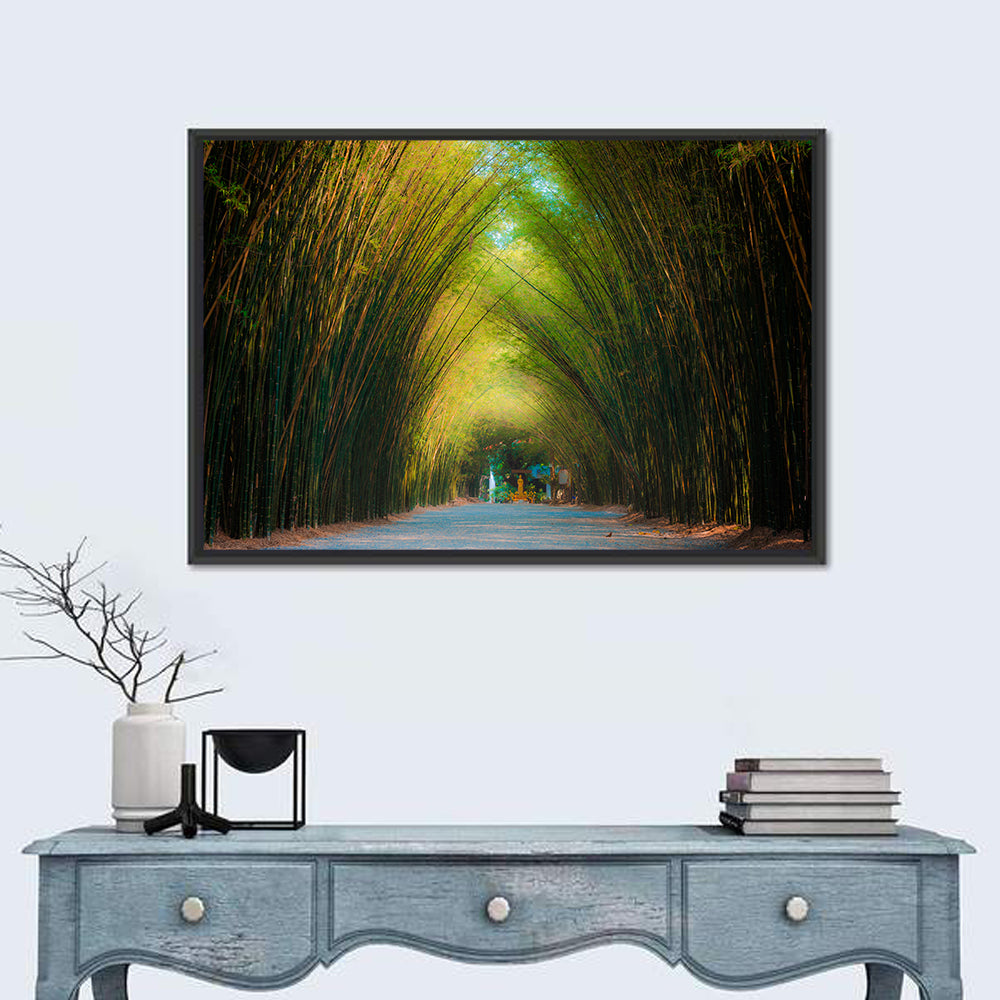 Arched Bamboo Tunnel Wall Art in a room, landscape