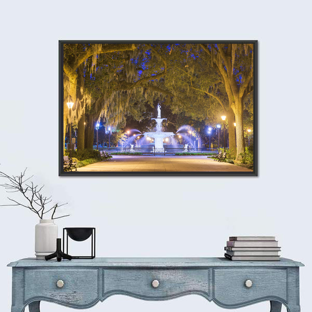 Forsyth Park Fountain at Night Wall Art