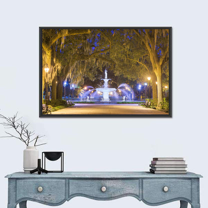 Forsyth Park Fountain at Night Wall Art