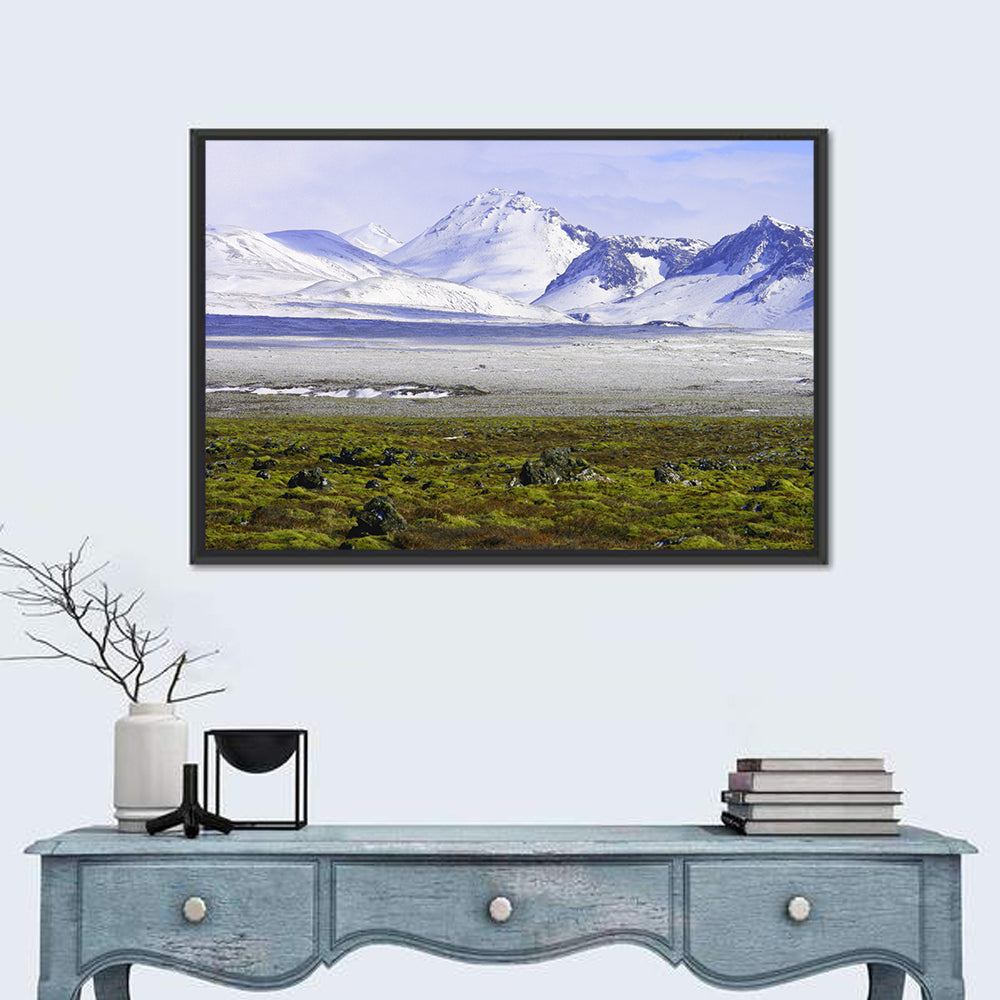 Icelandic Snow and Moss Landscape Wall Art