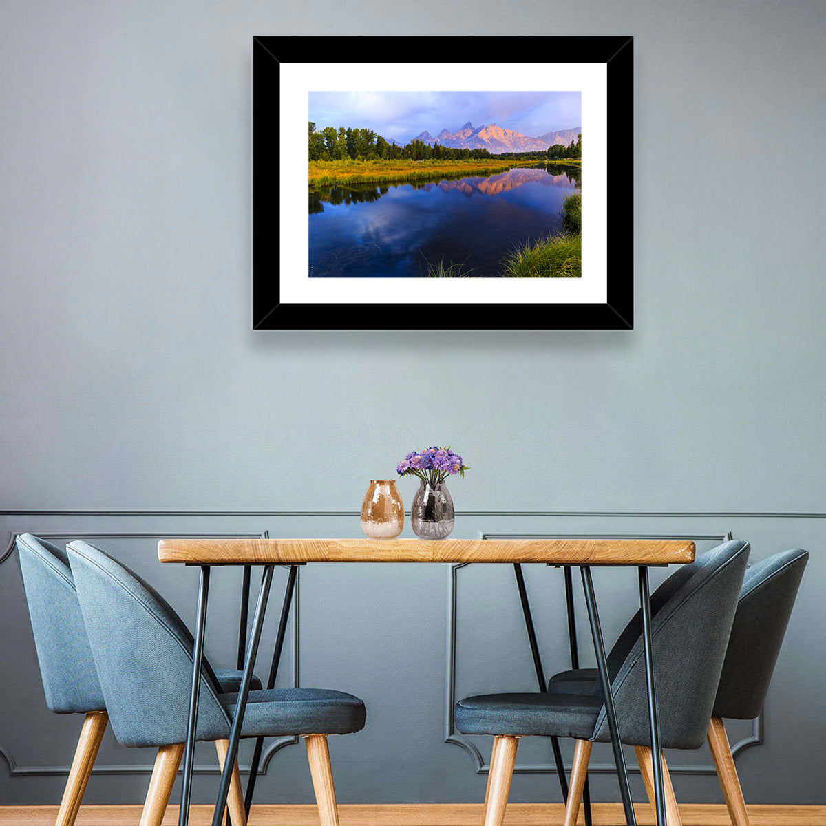 Grand Tetons Sunrise Over Snake River Wall Art in a room, landscape