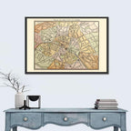 Plan of Paris Wall Art