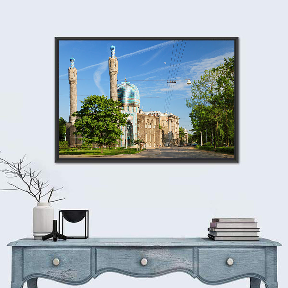 Saint Petersburg Mosque Blue Dome Wall Art in a room, landscape