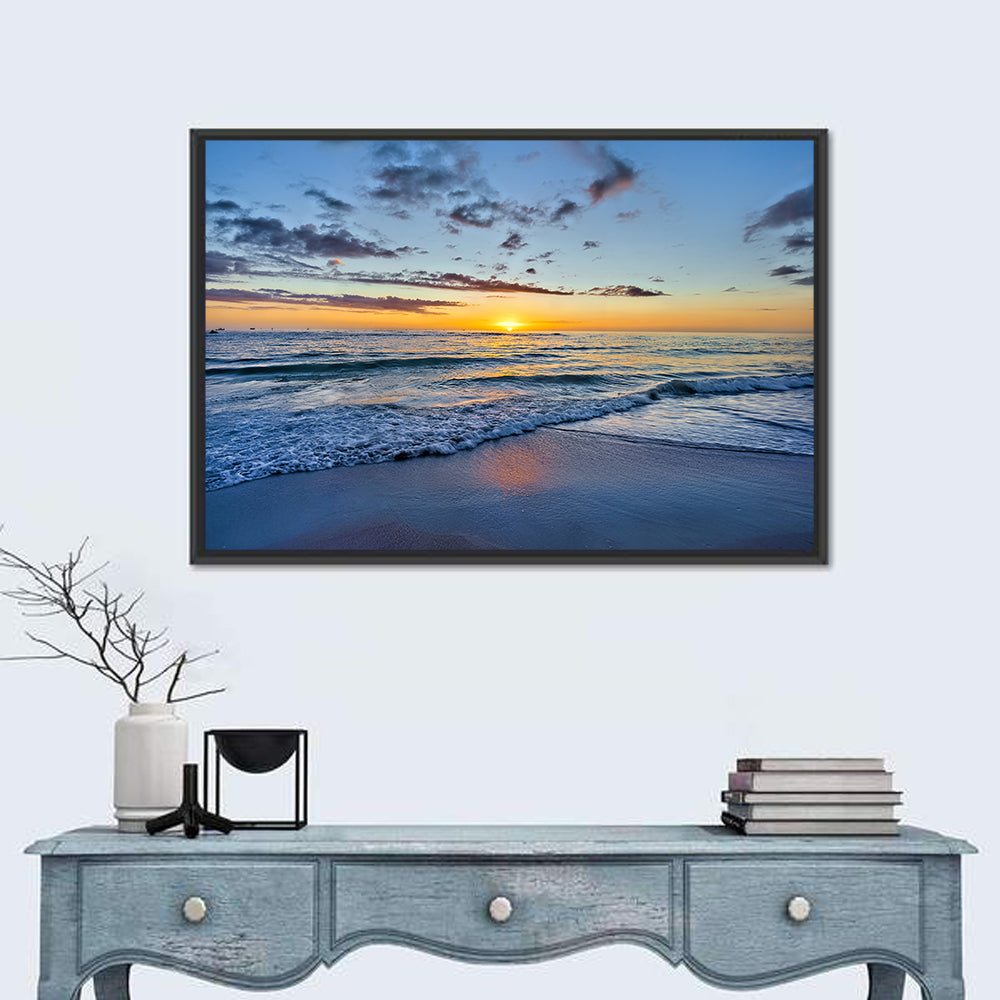 Foamy Waves at Golden Sunset Wall Art