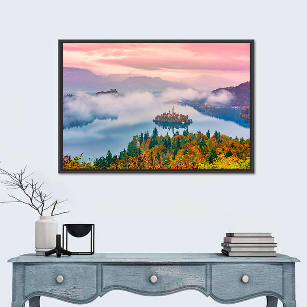 Misty Morning Over Lake Bled Wall Art
