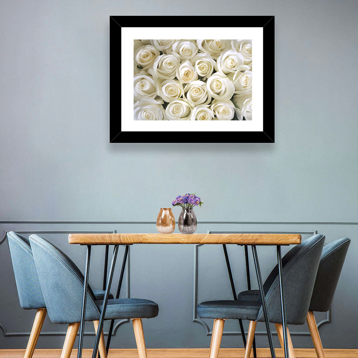 Silky Roses Wall Art in a room, landscape