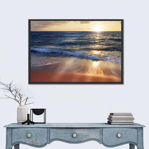 Splashing Waves Sunset Wall Art