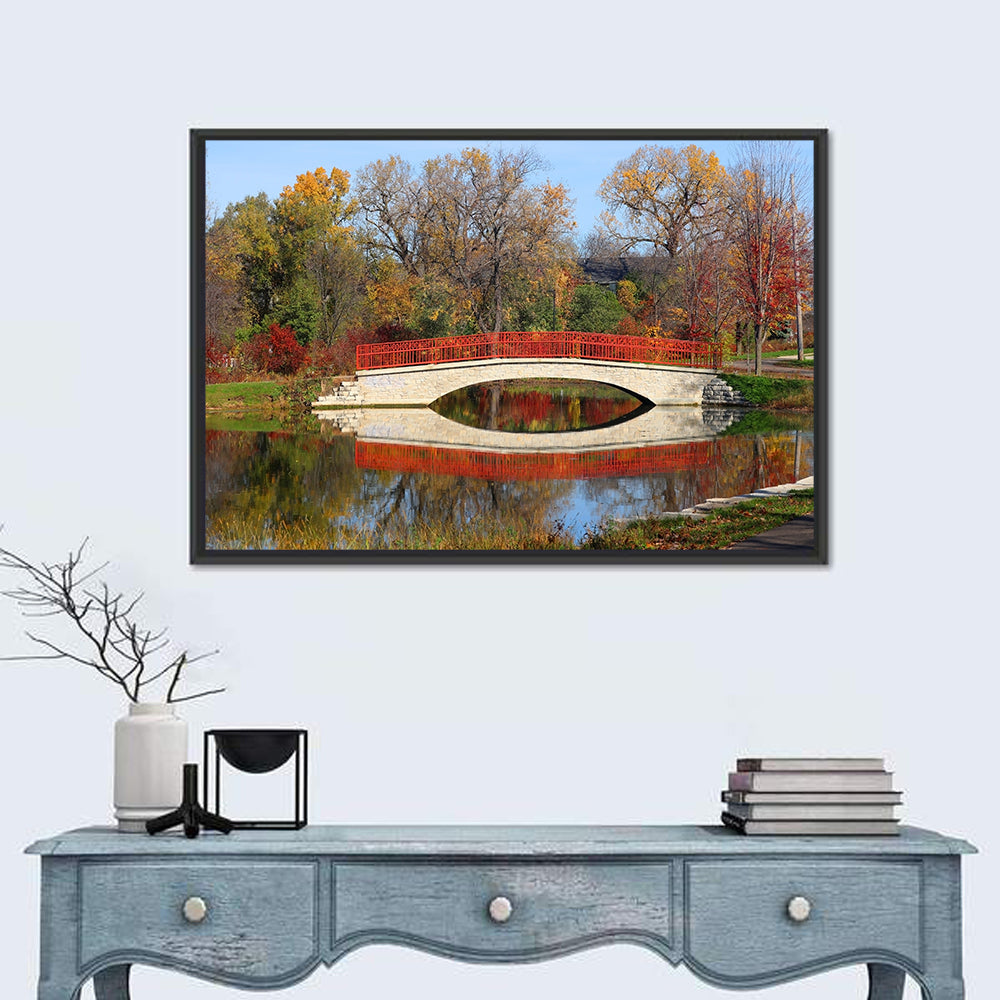 Tenney Park Stone Bridge Reflection Wall Art