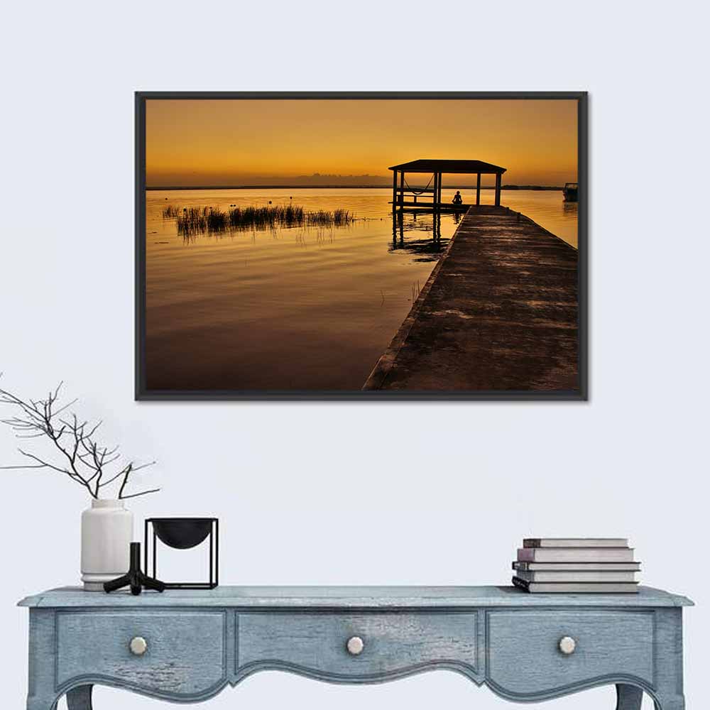 Bacalar Lagoon Pier at Dusk Wall Art