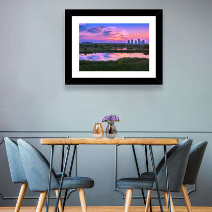 Vacaresti Park Sunset Reflection Wall Art