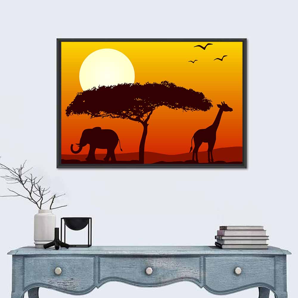 Savanna Sunset Silhouette Wall Art