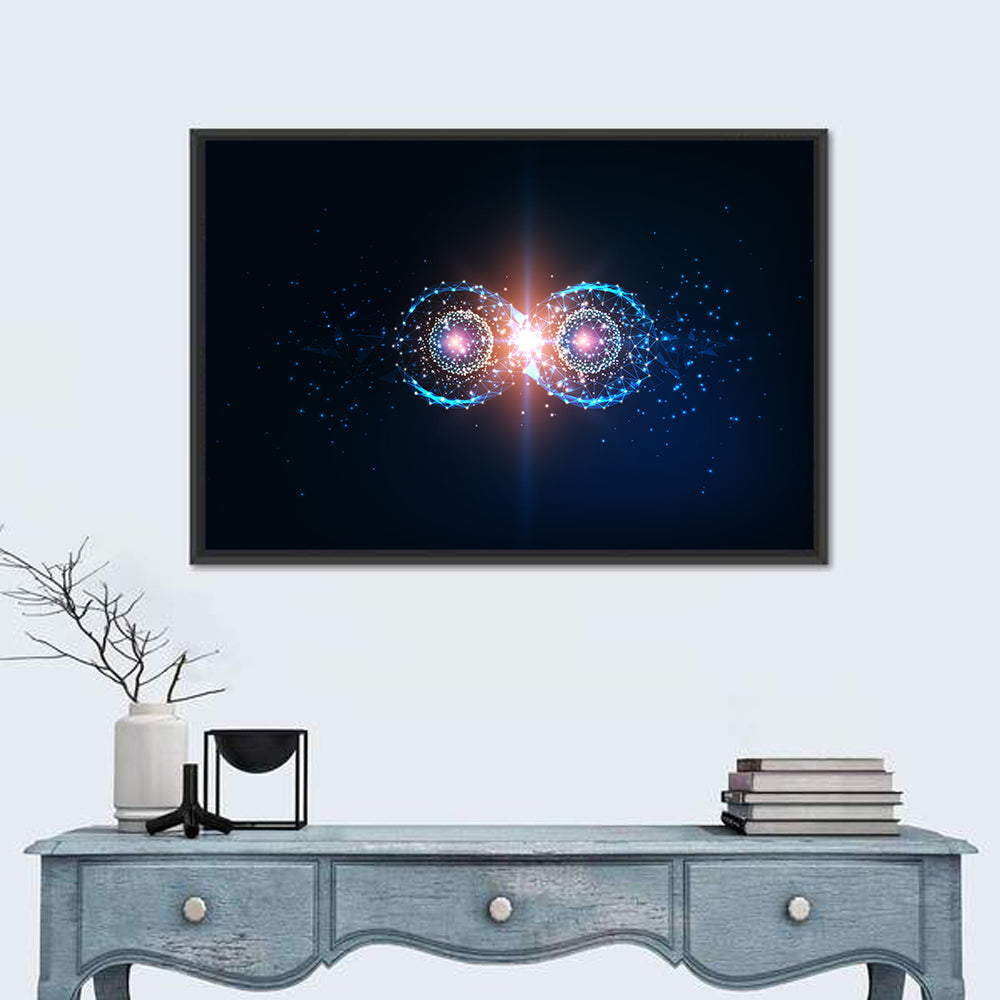 Polygonal Infinity Loop Wall Art in a room, landscape