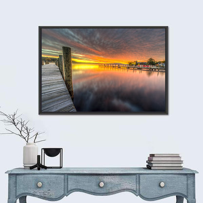 Meredith Bay Pier at Sunrise Wall Art