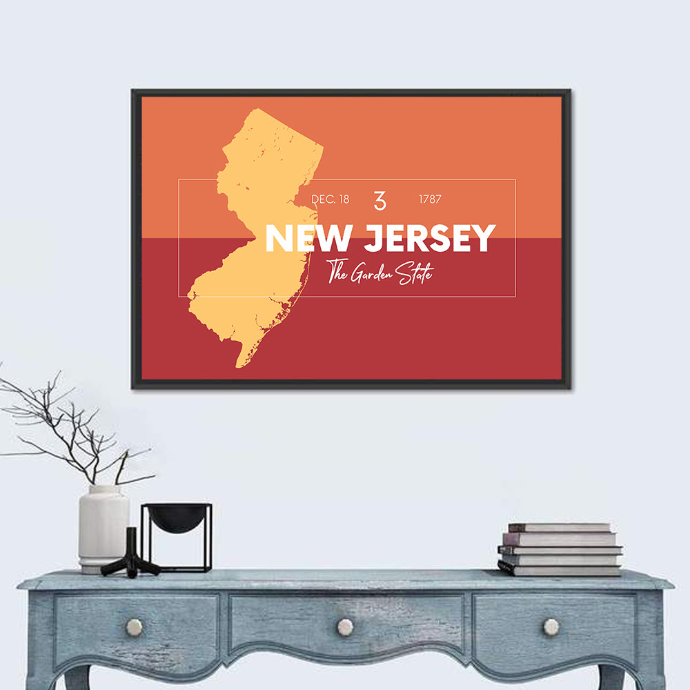New Jersey State Map Wall Art in a room, landscape
