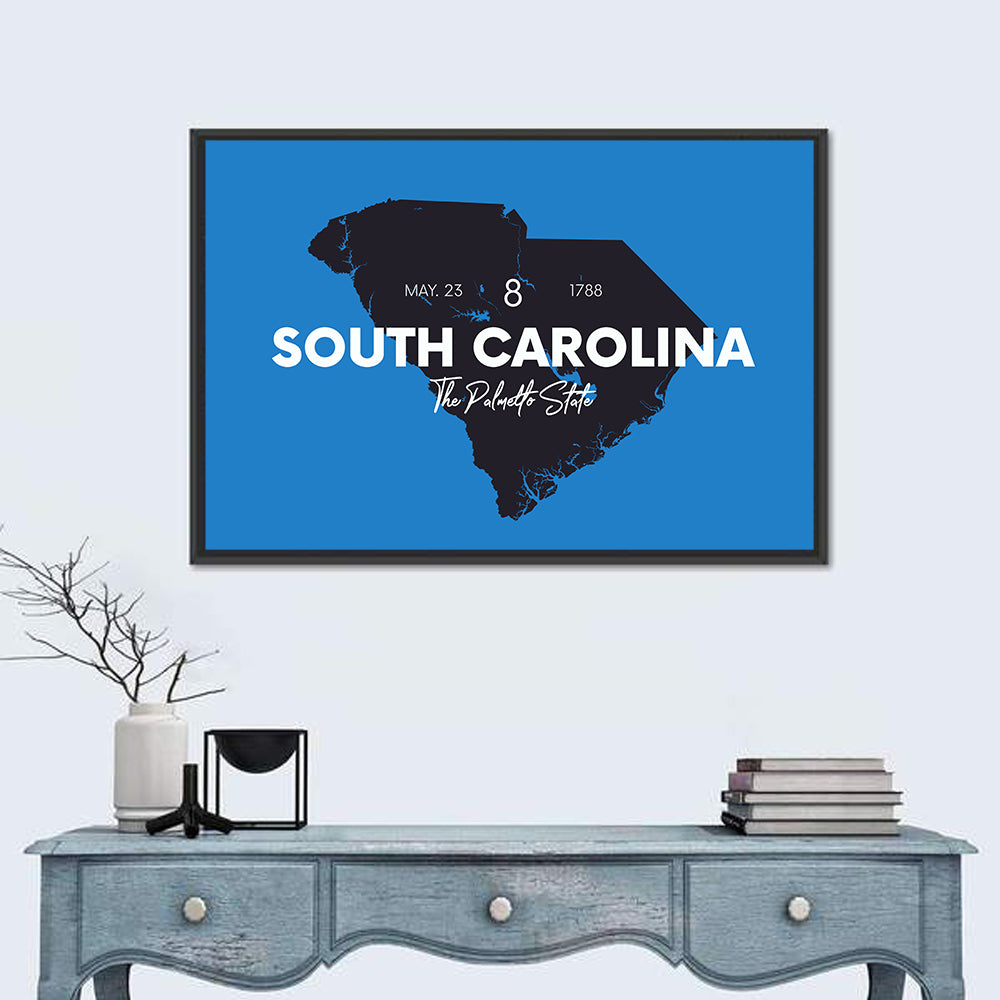South Carolina State Map Wall Art in a room, landscape