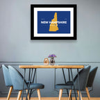 New Hampshire State Map, Blue and Gold Wall Art