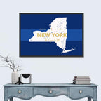 New York State Typographic Map Wall Art