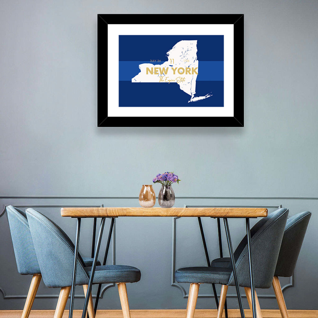 New York State Typographic Map Wall Art
