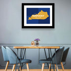 Blue and Gold Kentucky Map Wall Art