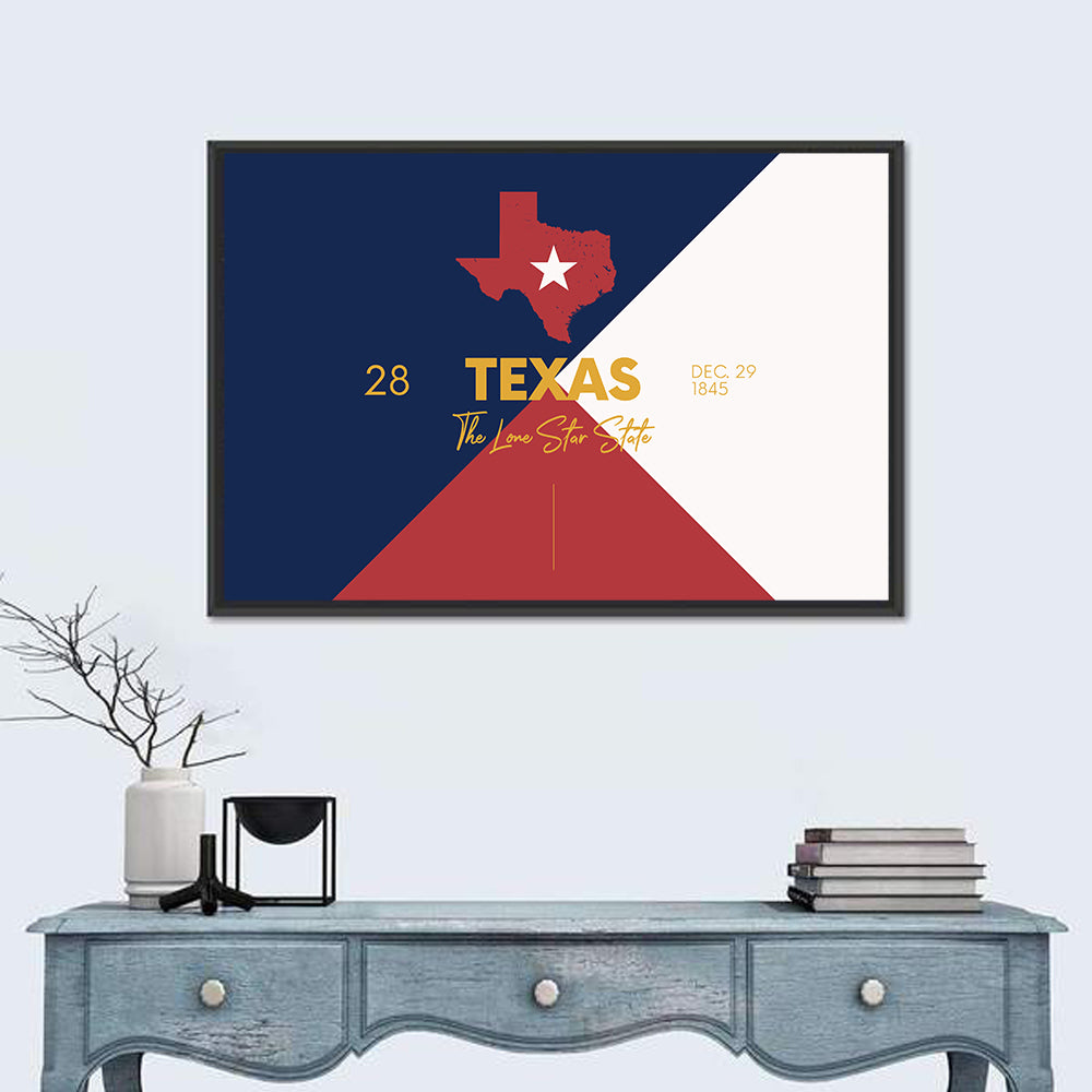 Lone Star State Map Wall Art in a room, landscape