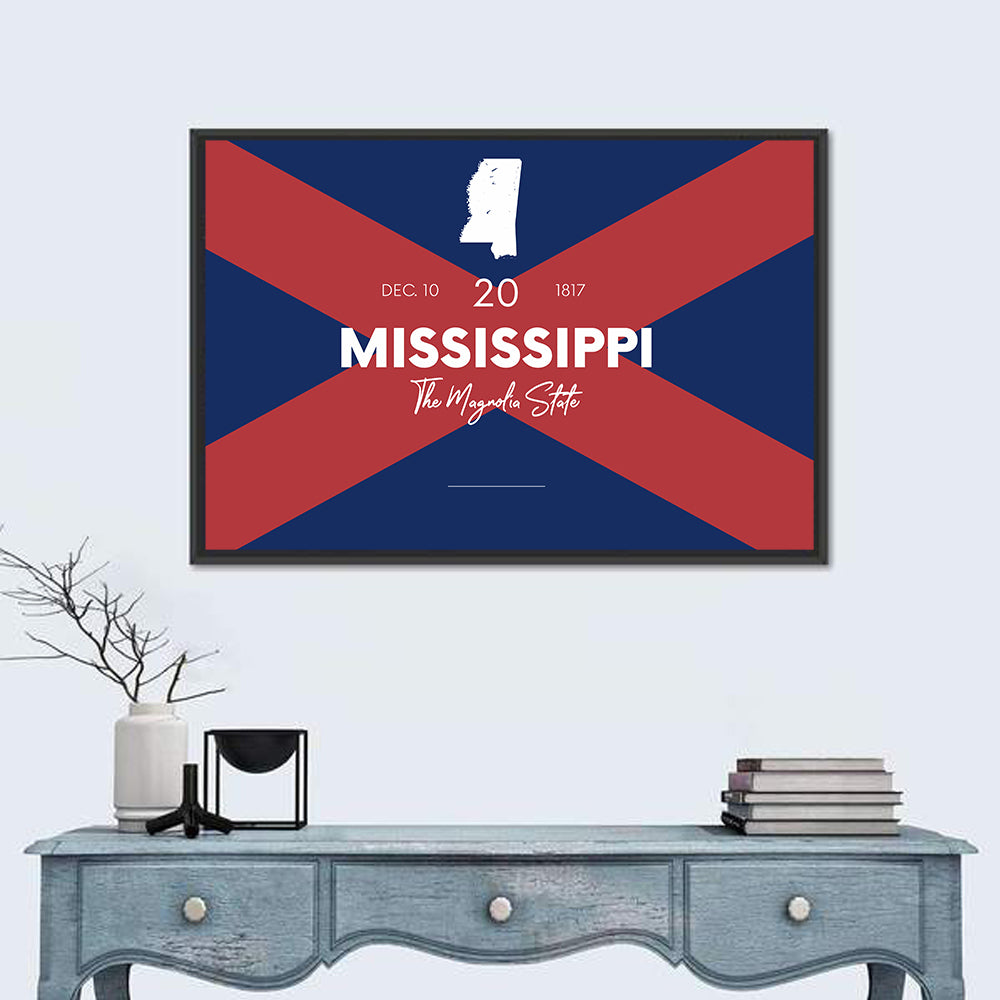 Mississippi Map, the Magnolia State Wall Art in a room, landscape