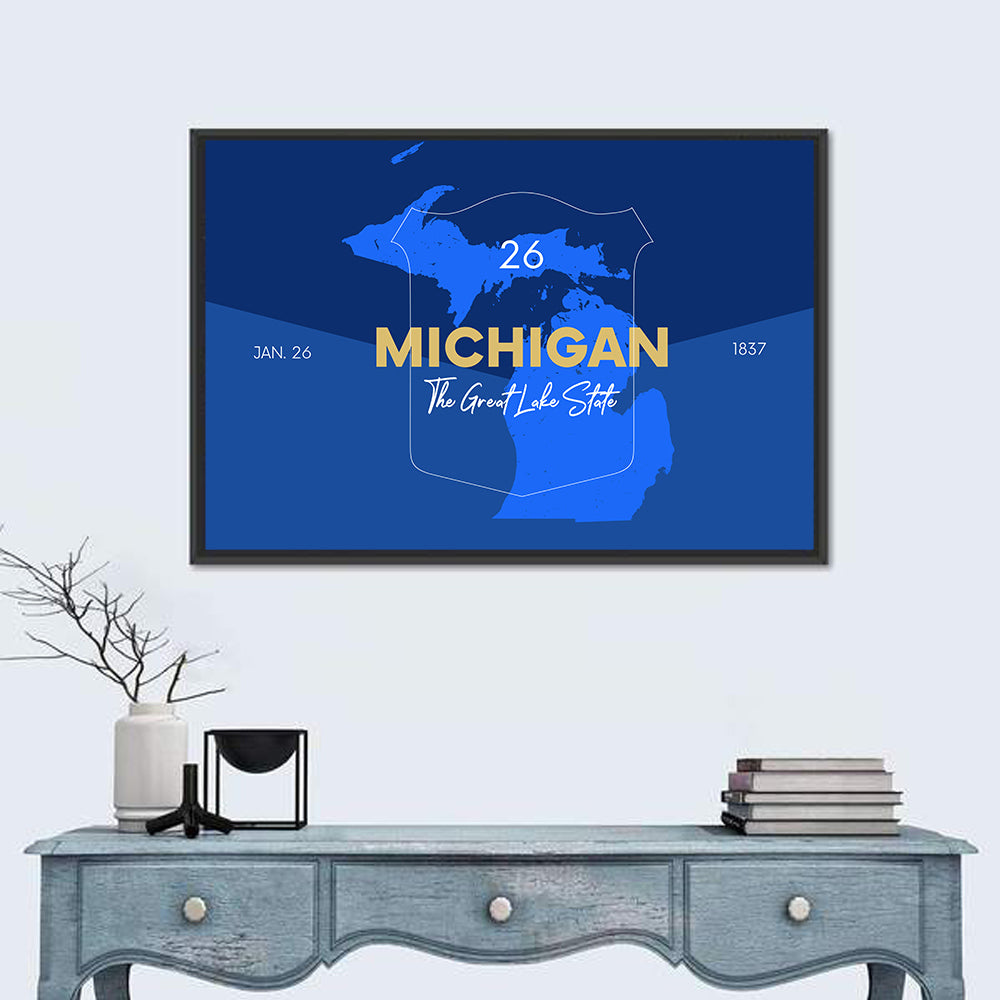 Michigan Shield Map Graphic Wall Art