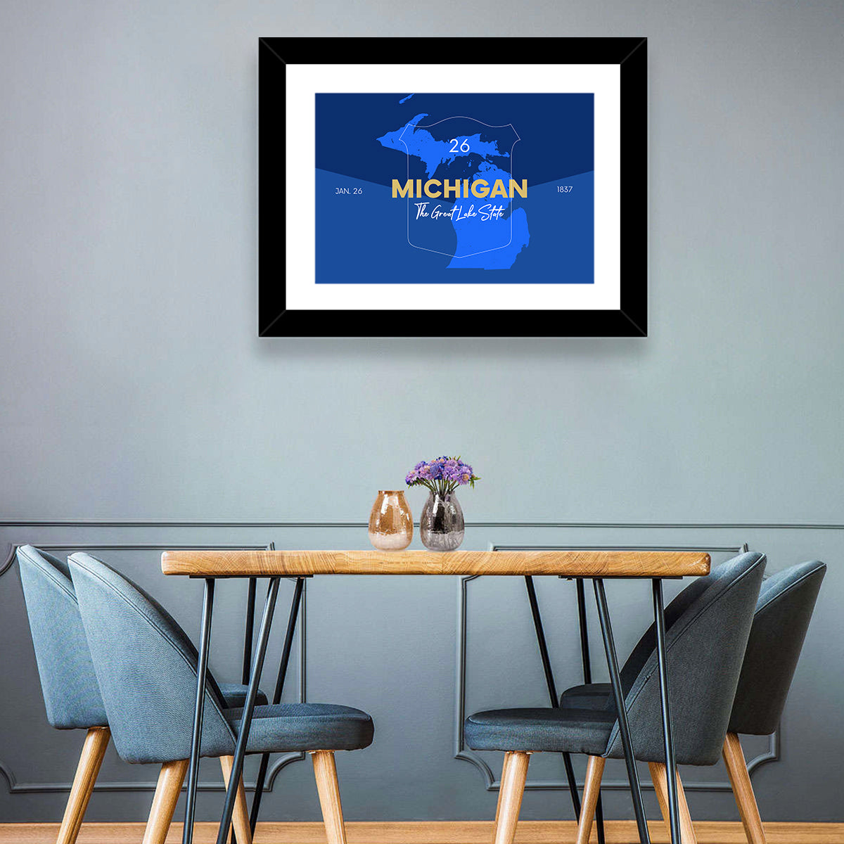 Michigan Shield Map Graphic Wall Art