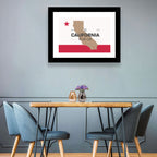 California Map with Red Star Wall Art