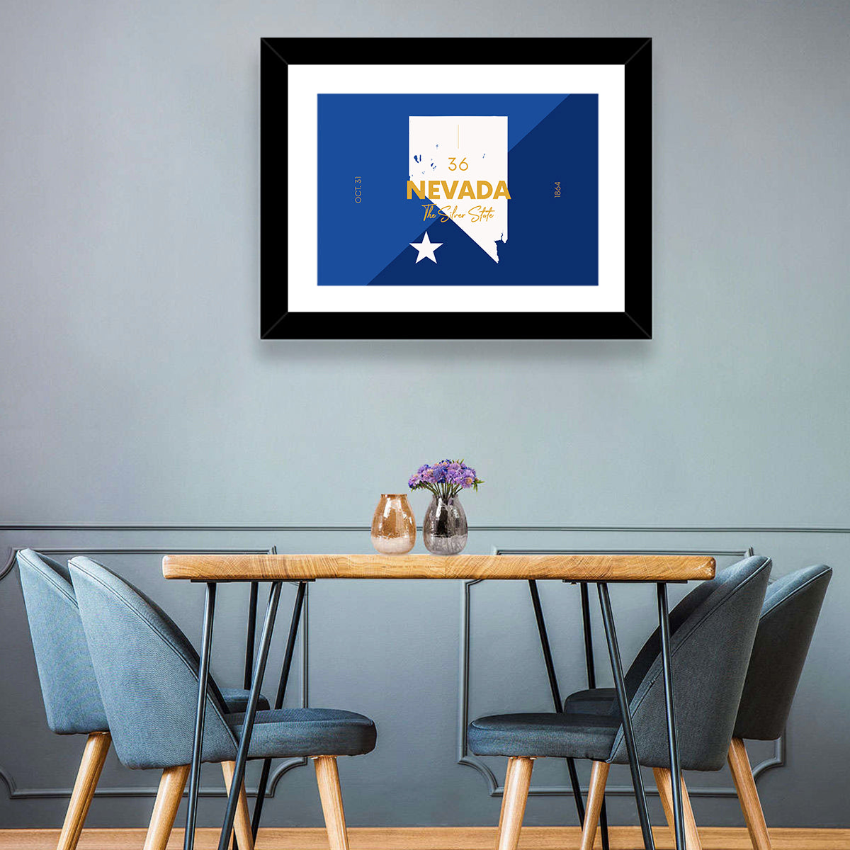 Nevada Map the Silver State Wall Art in a room, landscape