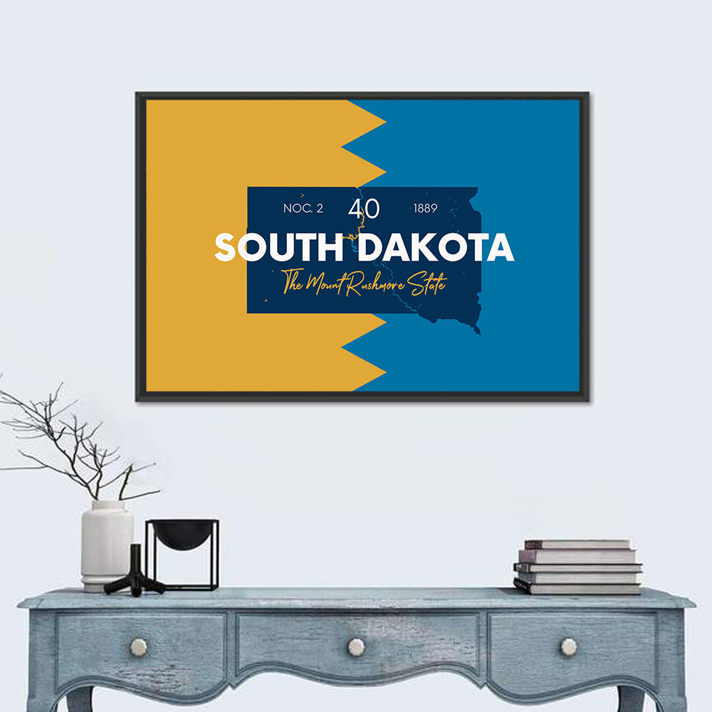 South Dakota Silhouette Map Wall Art
