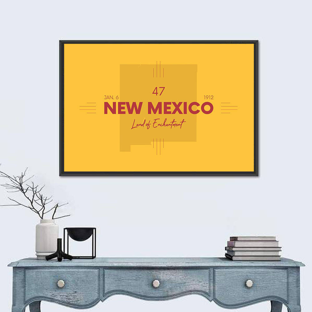 New Mexico Typographic Map 1912 Wall Art in a room, landscape