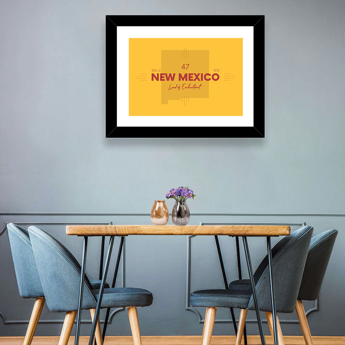 New Mexico Typographic Map 1912 Wall Art