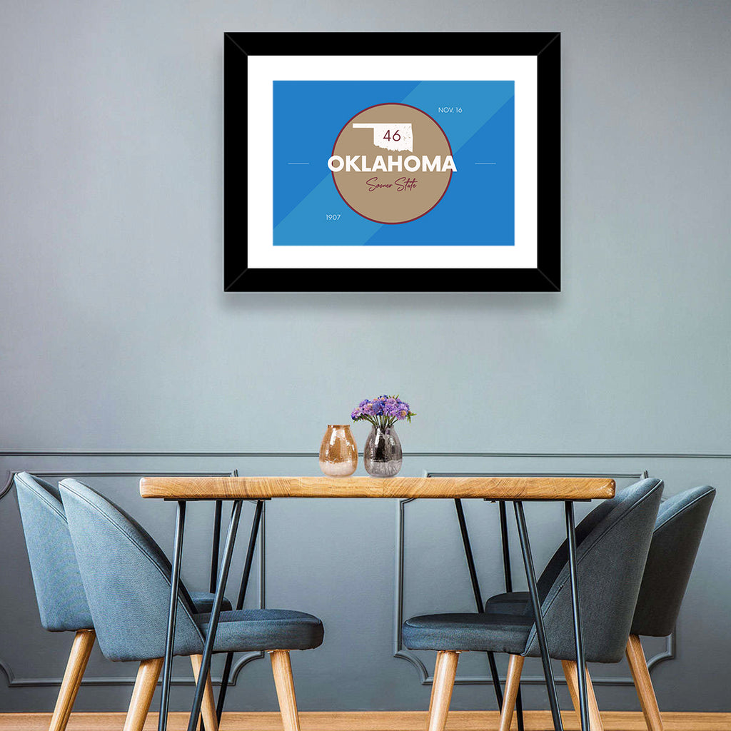 Oklahoma State Medallion Map Wall Art