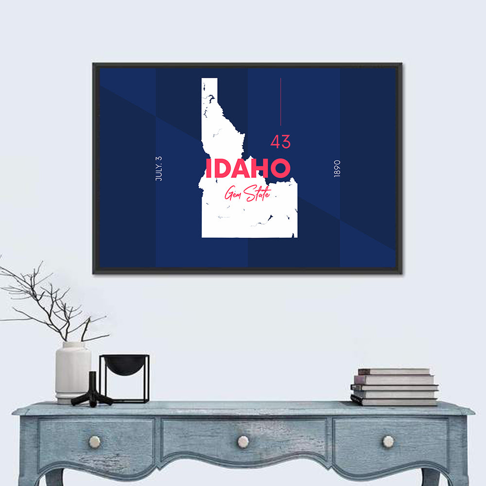 Idaho Gem State Map Wall Art
