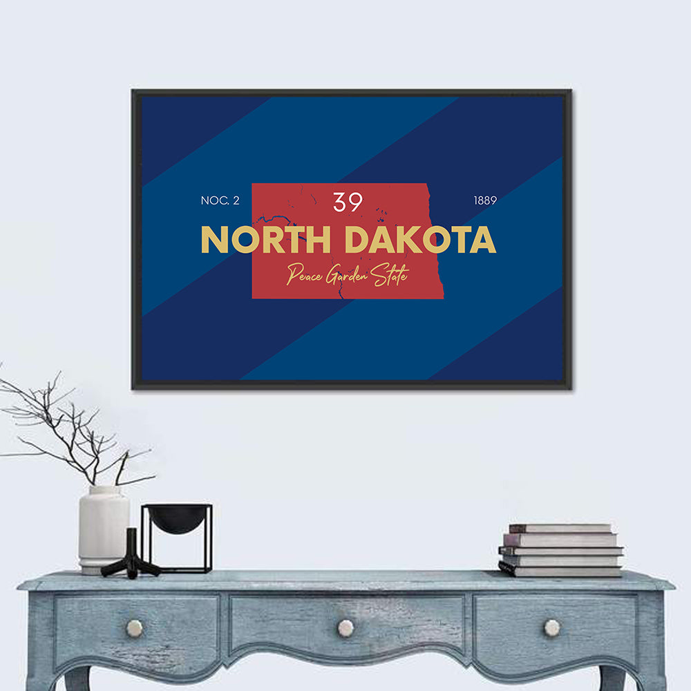 North Dakota Map Graphic Number 39 Wall Art