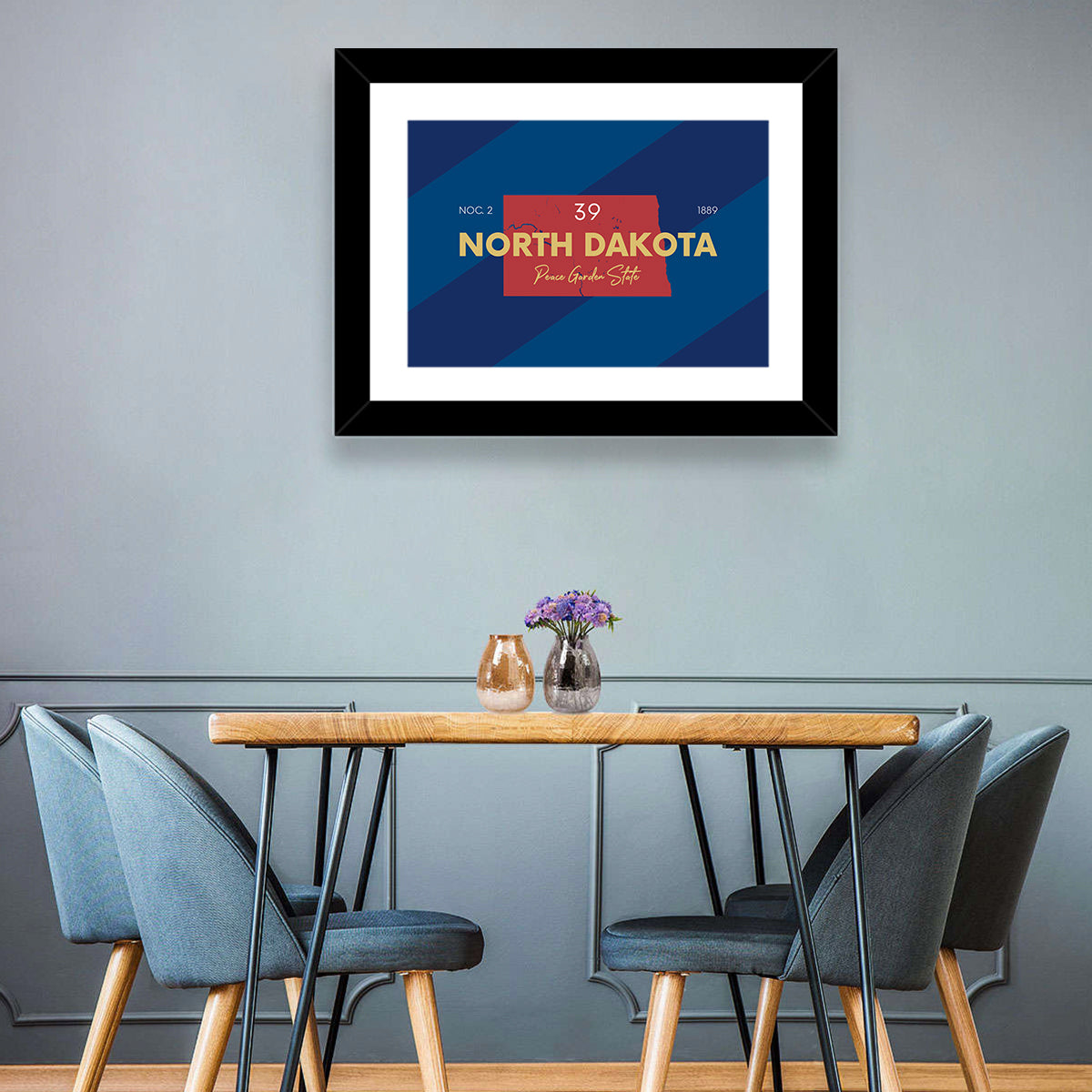 North Dakota Map Graphic Number 39 Wall Art