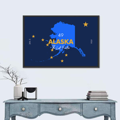 Alaska Map with Gold Stars Wall Art