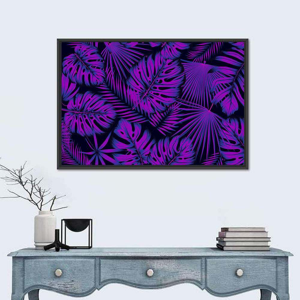 Violet Tropical Leaves Wall Art