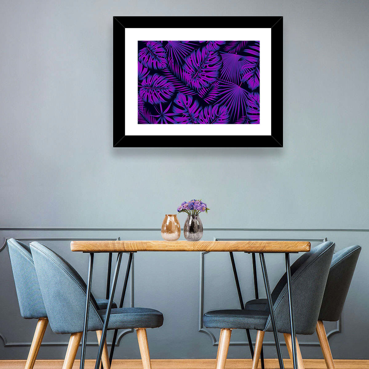 Violet Tropical Leaves Wall Art