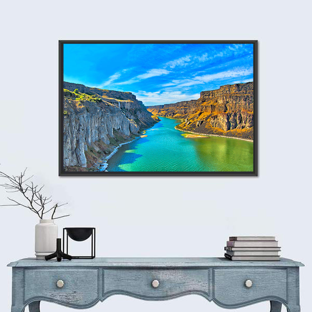 Snake River Canyon at Twin Falls Wall Art in a room, landscape