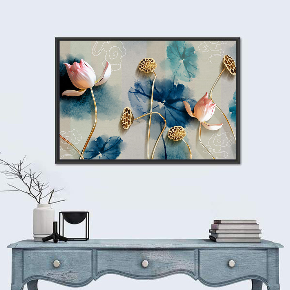 Blue Lotus Botanical Backdrop Wall Art