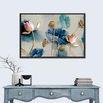 Blue Lotus Botanical Backdrop Wall Art