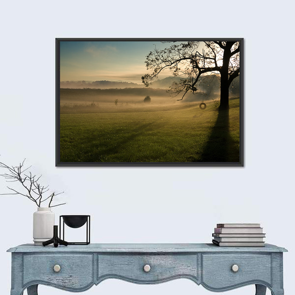 Tire Swing in Morning Mist Wall Art