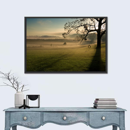Tire Swing in Morning Mist Wall Art