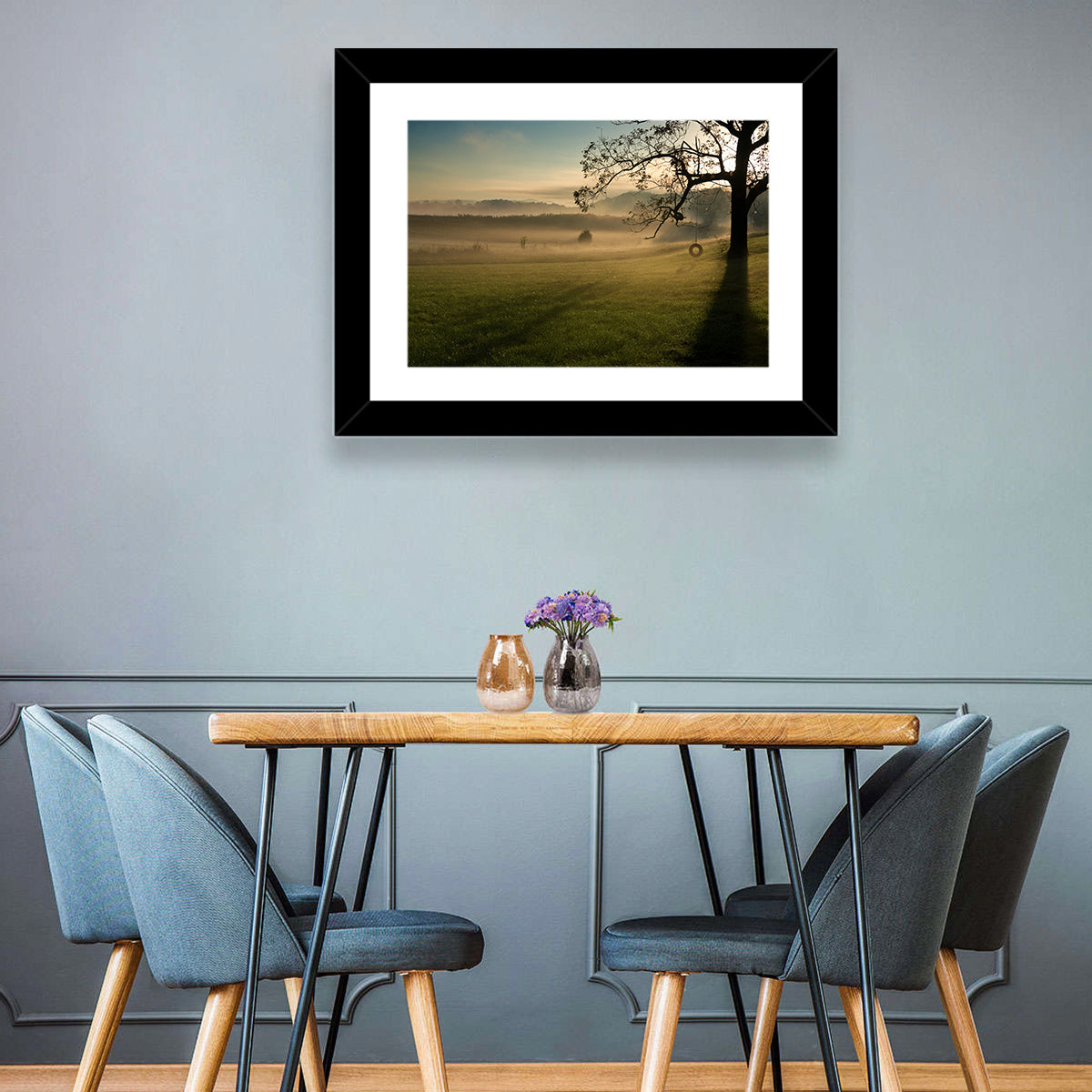 Tire Swing in Morning Mist Wall Art