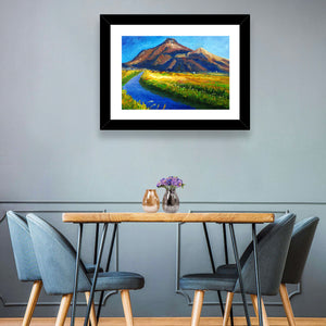 Mountains Village Stream Wall Art