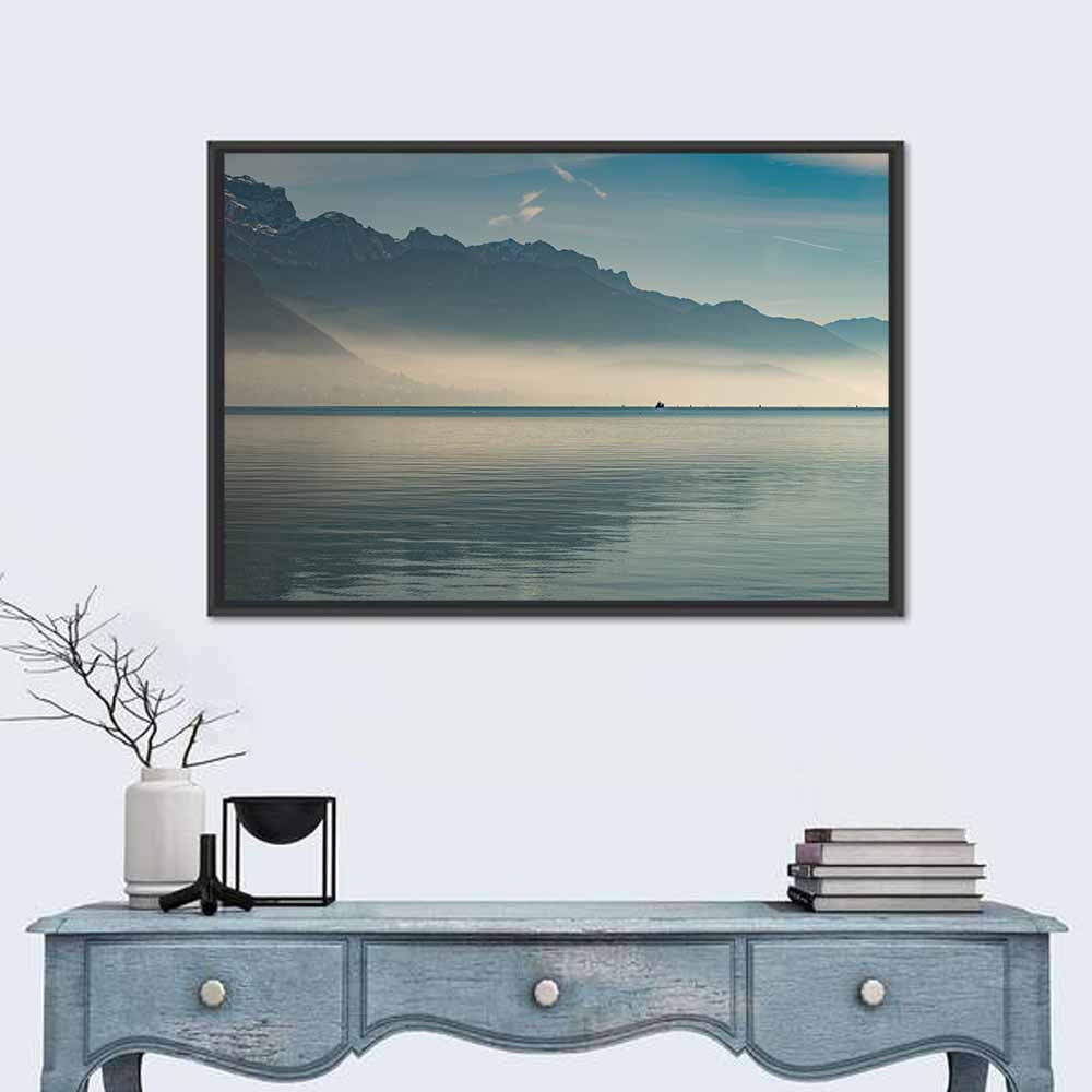 Lake Annecy Misty Mountains Wall Art