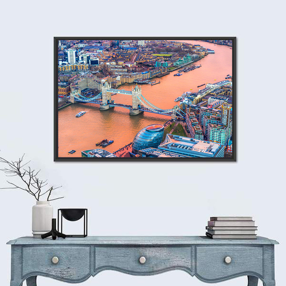 Tower Bridge Over the Thames Wall Art in a room, landscape