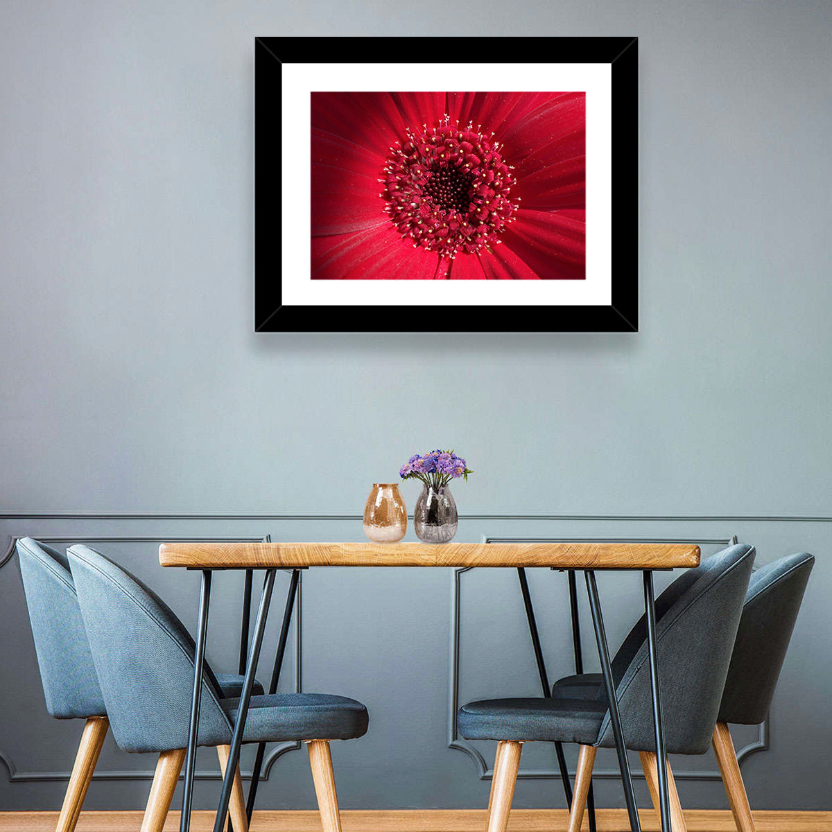 Red Gerbera Daisy Macro Close Up Wall Art