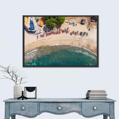 Aerial Tarrafal Beach Fishing Boats Wall Art